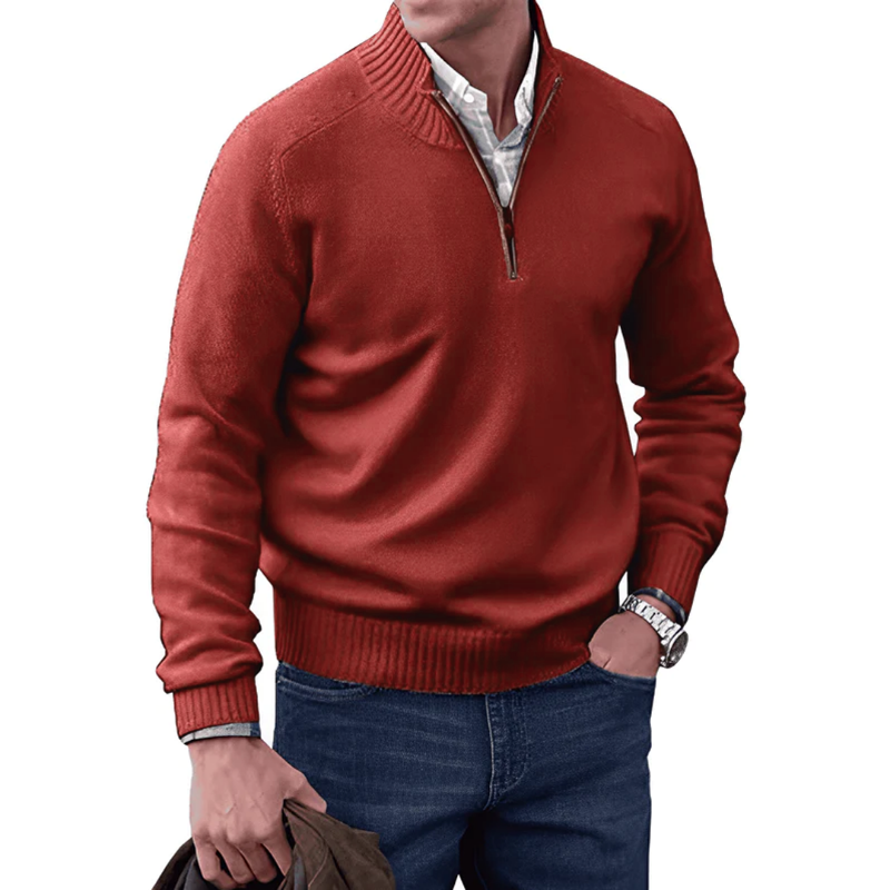 Reißverschluss Pullover | Gerippter Stehkragen