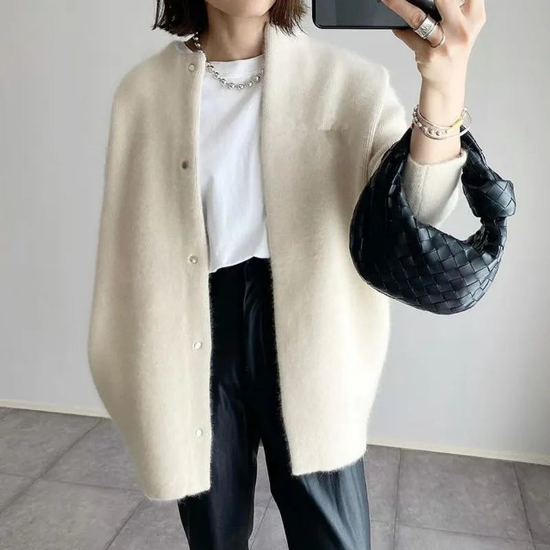 Strickjacke Mit Knöpfen - Langer Gerader Schnitt