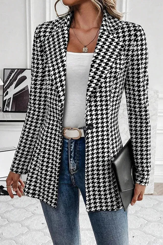 Blazer | Tailliert Karomuster Und Einreiher Design
