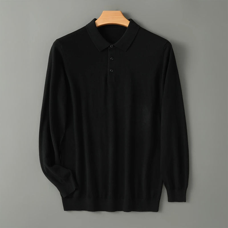 Langarm Polo Shirt | Klassischer Kragen Knopfleiste