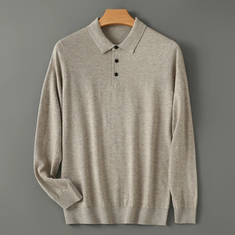 Langarm Polo Shirt | Klassischer Kragen Knopfleiste