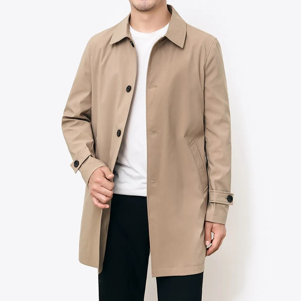 Übergangsjacke Herren - Mittellang mit Knöpfen und Kragen