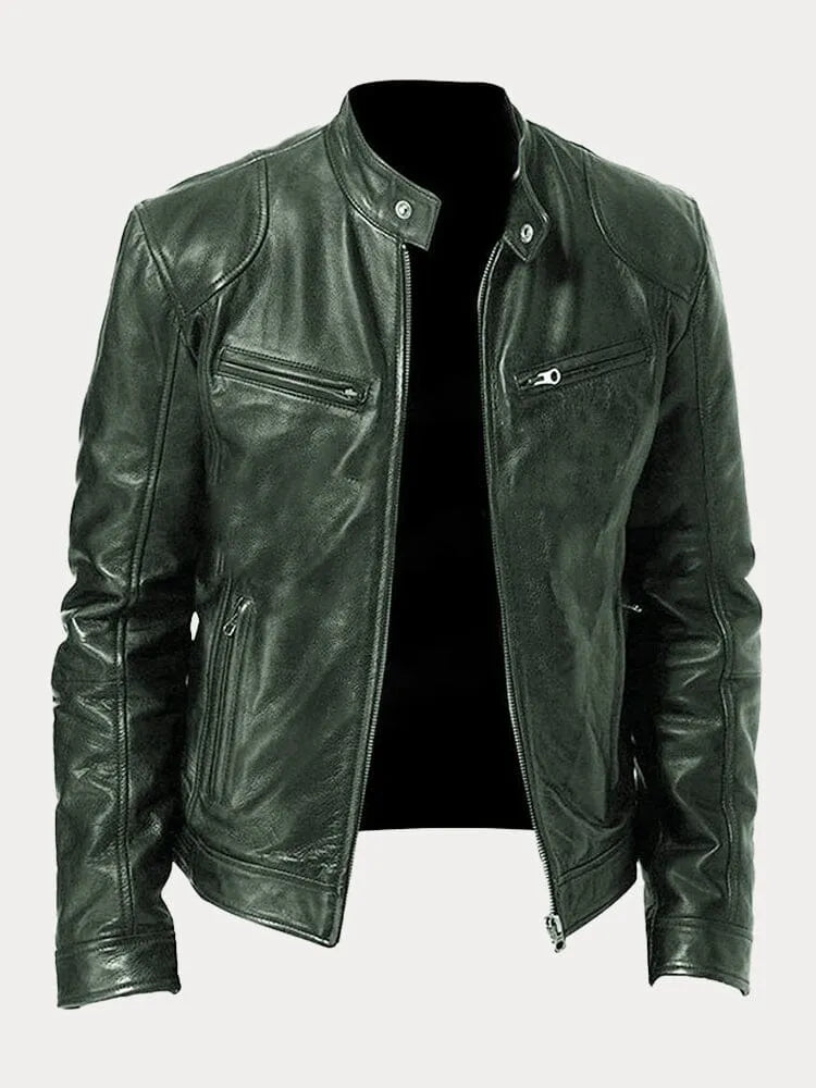 Biker Jacke | Klassischer Stehkragen mit Reißverschluss