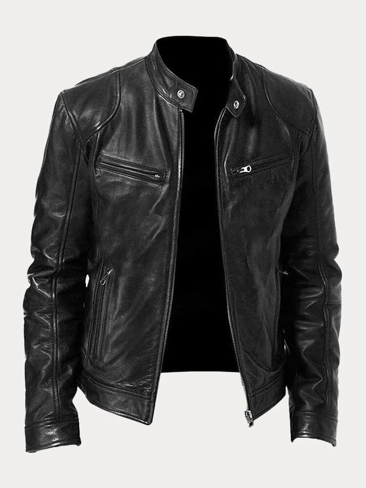 Biker Jacke | Klassischer Stehkragen mit Reißverschluss
