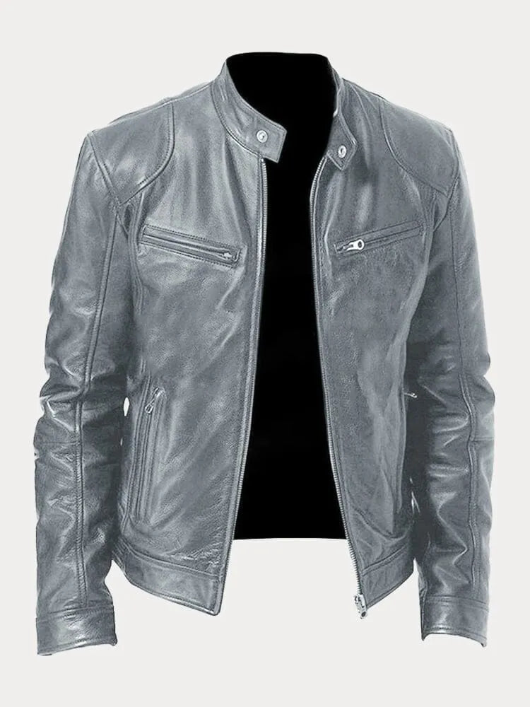 Biker Jacke | Klassischer Stehkragen mit Reißverschluss
