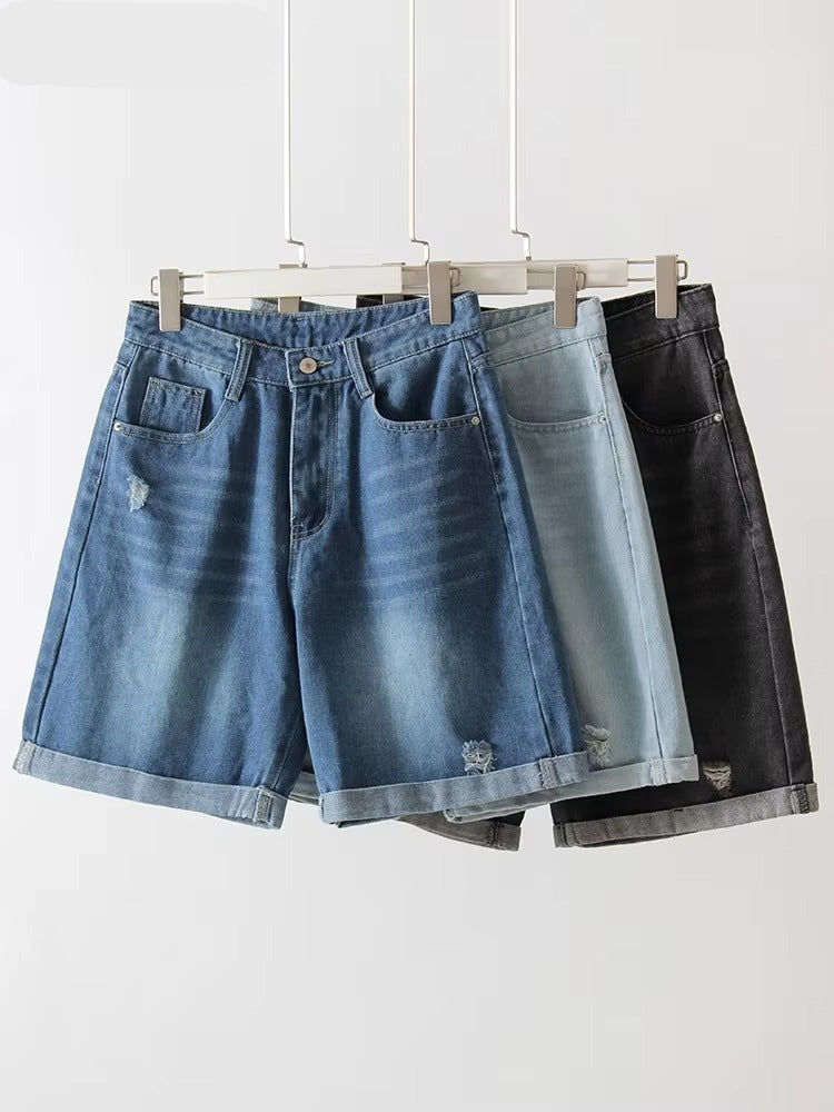 Damen Baggy Jeans Kurze Hosen