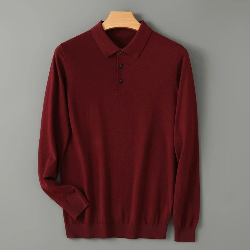 Langarm Polo Shirt | Klassischer Kragen Knopfleiste