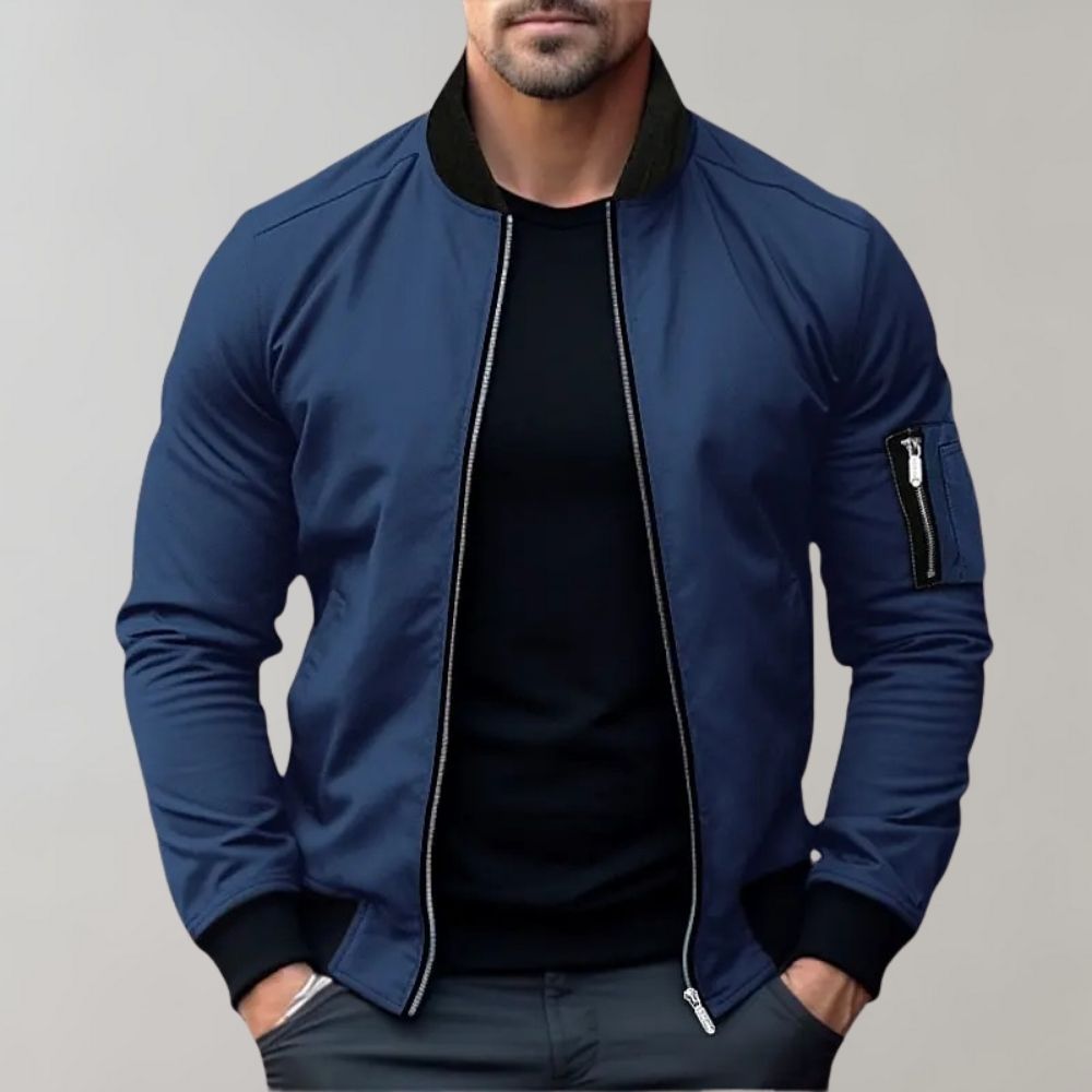 Bomberjacke Herren - Kurz mit Reißverschluss und Armtasche