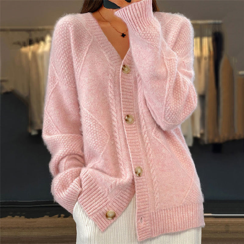 Strickjacke Mit Knöpfen - Locker Geschnitten und Weich Geformt