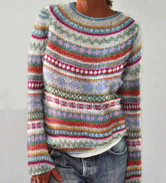 Pullover | Rundhalsausschnitt mit Strickmuster