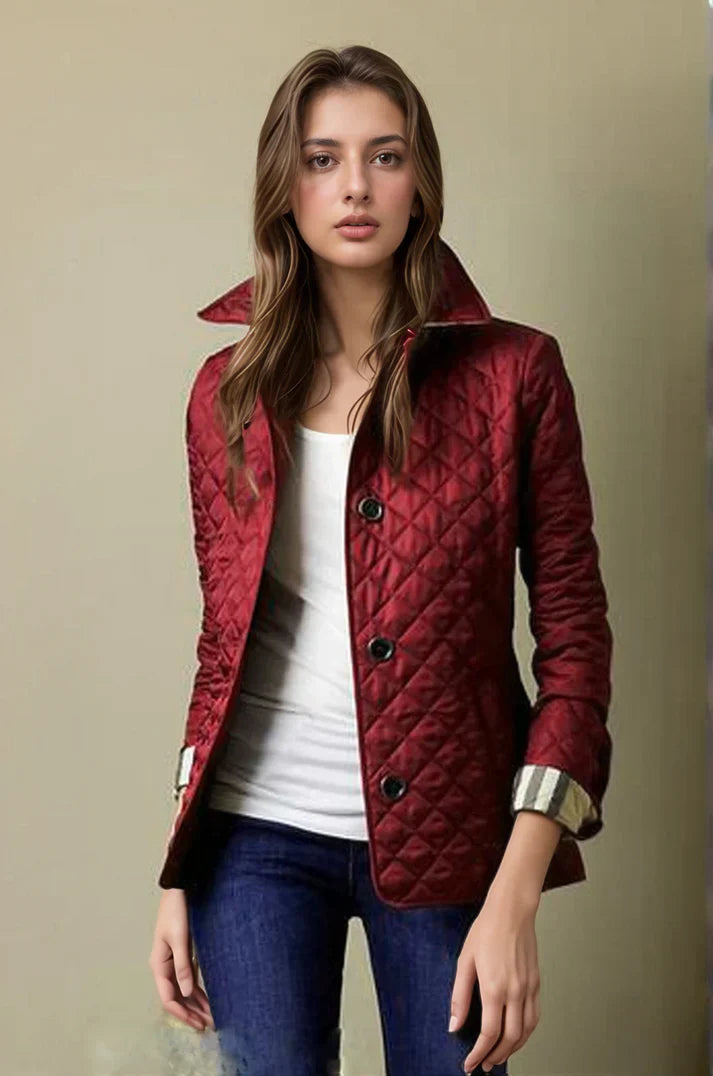 Steppjacke Damen - Kurz mit Knöpfen und Stehkragen