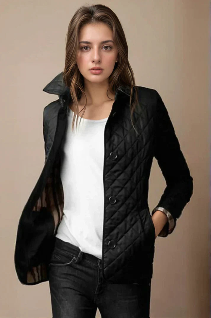 Steppjacke Damen - Kurz mit Knöpfen und Stehkragen