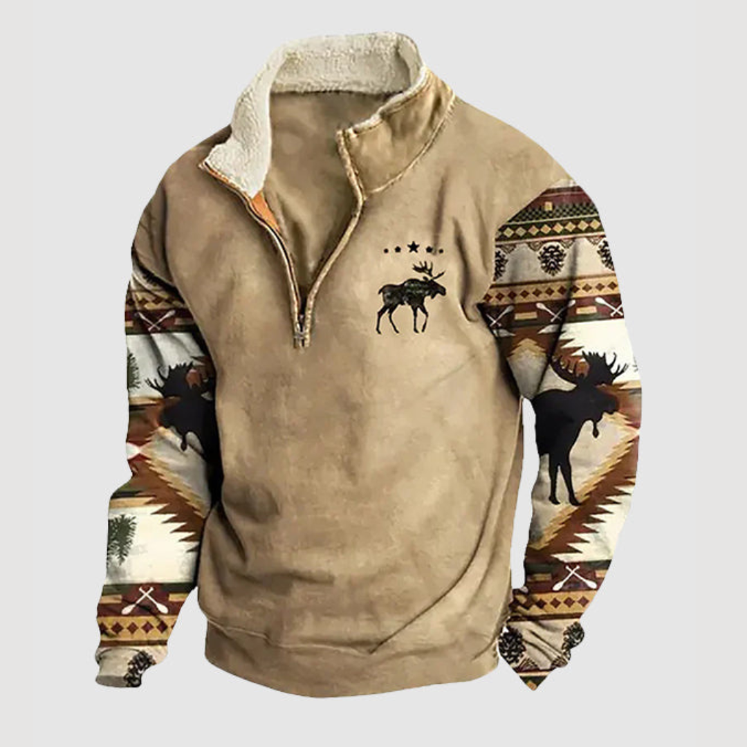 Pullover Reißverschluss | Ethno Muster Ärmel