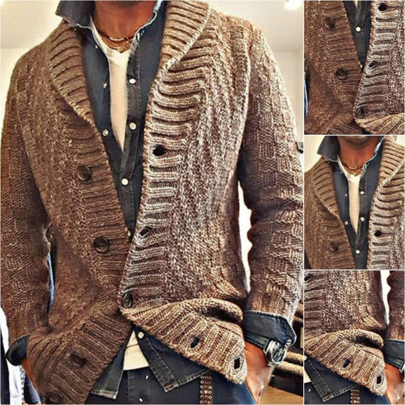 Strickjacke Mit Knöpfen - Breiter Schalkragen