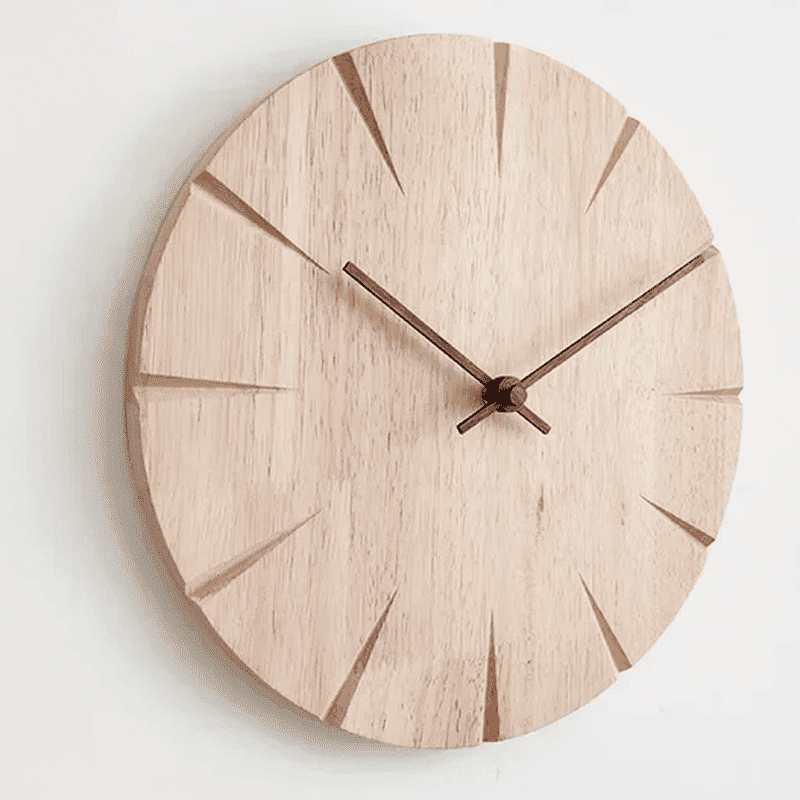 Wanduhr Holz Pendeluhr | Minimalistisch Leise für Wohnzimmer