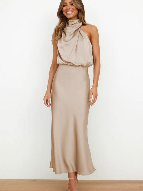 Damen Elegante Ärmellos Maxi Kleid