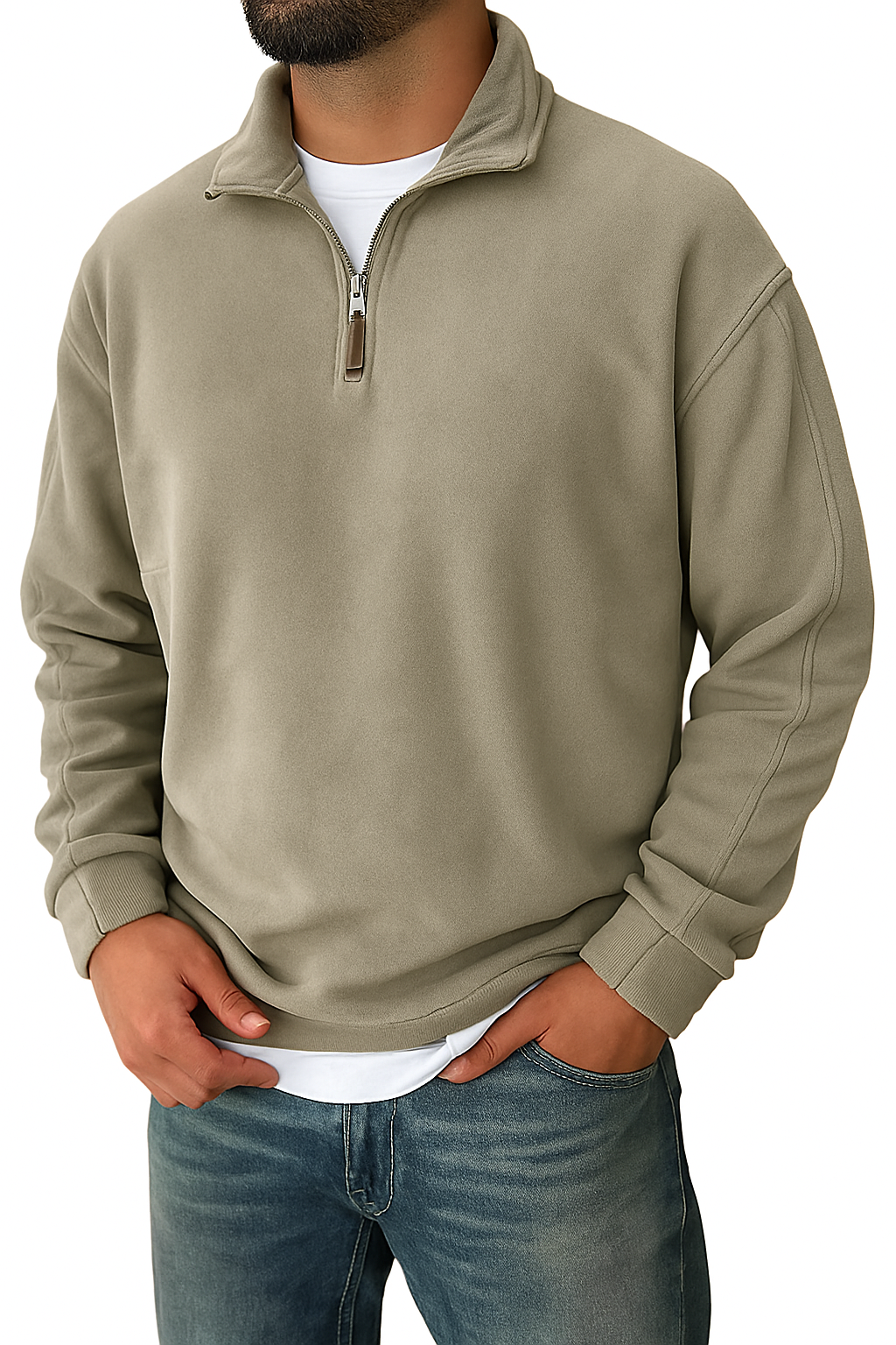 Pullover Halbreißverschluss | Klassischer Stehkragen