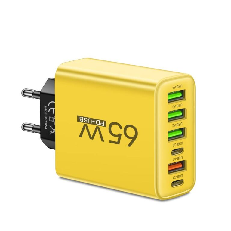 Schnellladegerät 65W | 6-in-1 Port USB Ladegerät für Mehrere Geräte