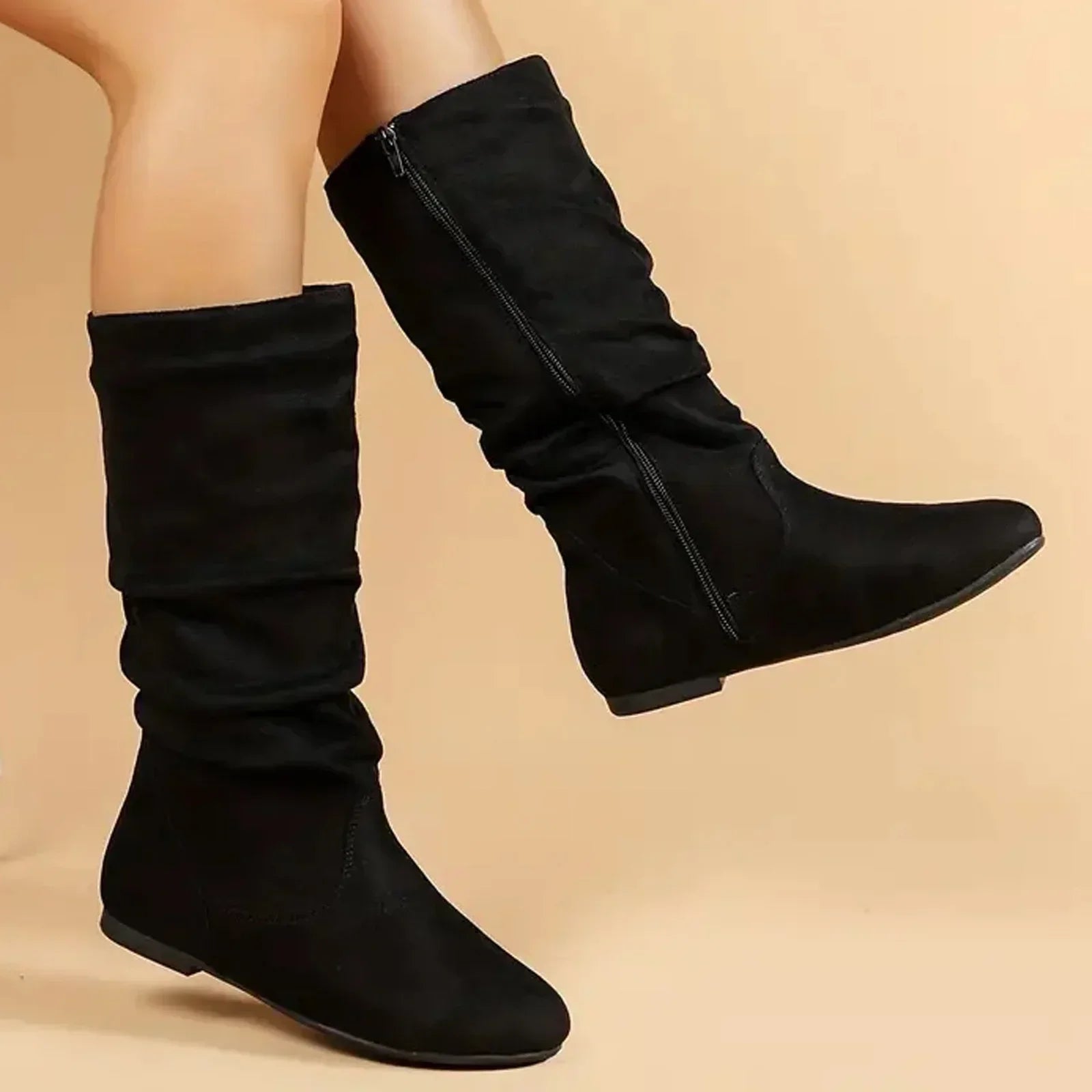 Freizeit Stiefel - Schlupfdesign mit Raffung