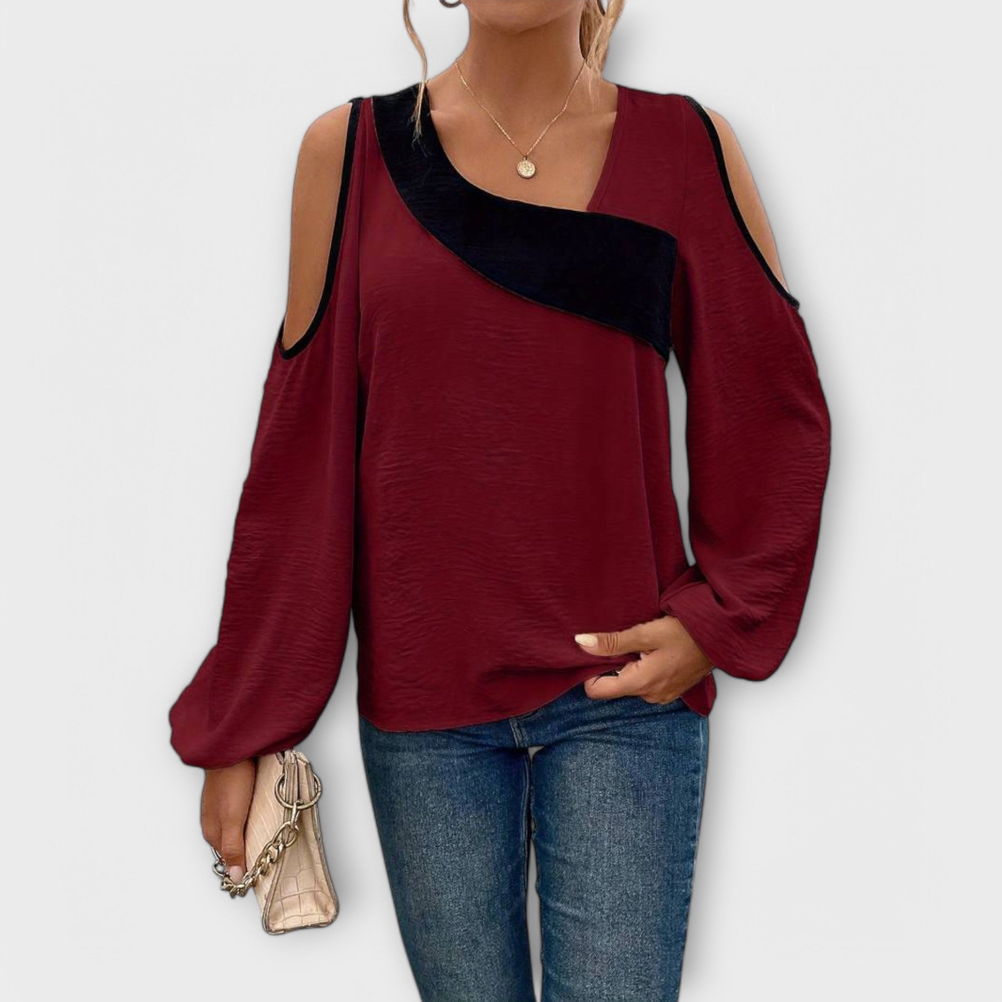 Langarm Shirt | Cut Out Schulter Mit Asymmetrischem Ausschnitt