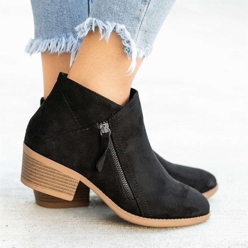 Ankle Boots Mit Absatz | Klassische Stiefeletten Mit Reißverschluss