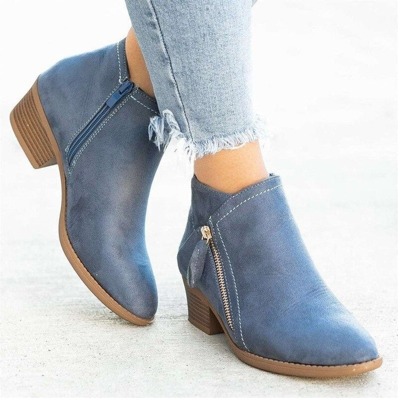Ankle Boots Mit Absatz | Klassische Stiefeletten Mit Reißverschluss
