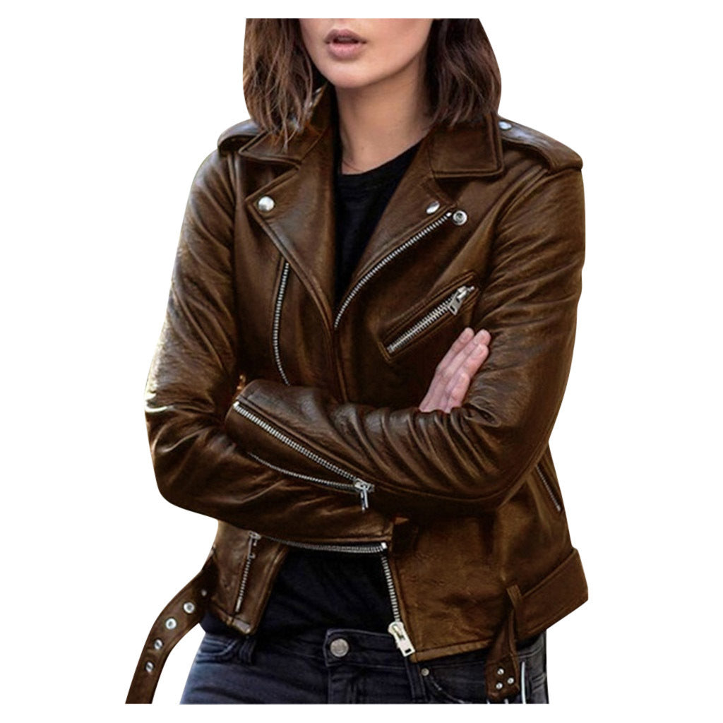 Bikerjacke Kurz - Reißverschlüsse und Gürtel-Details