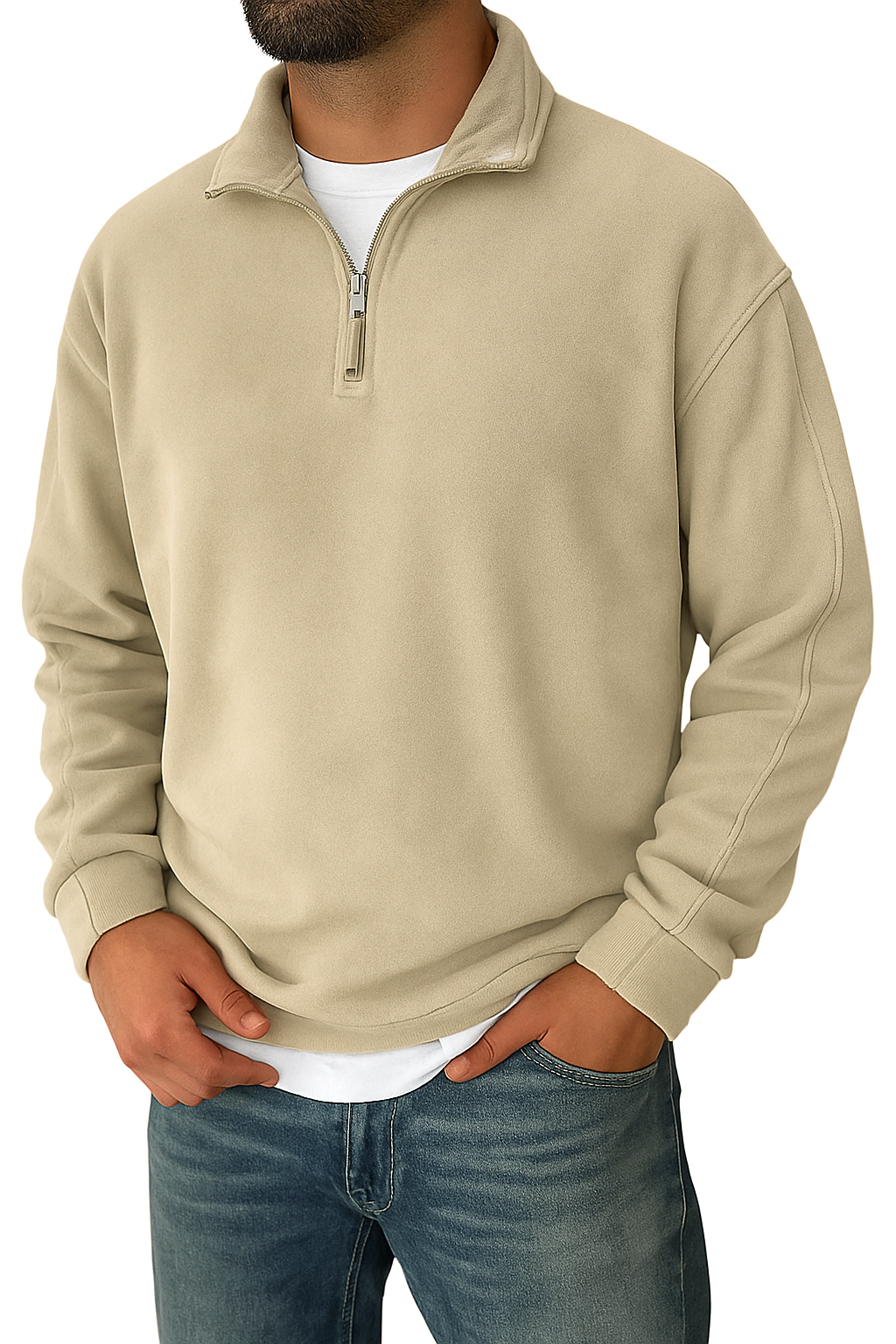 Pullover Halbreißverschluss | Klassischer Stehkragen