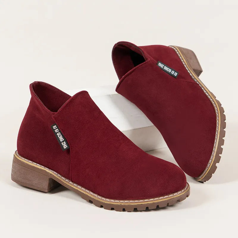 Winterstiefel Damen Mit Blockabsatz | Seitlicher Reißverschluss Stiefeletten