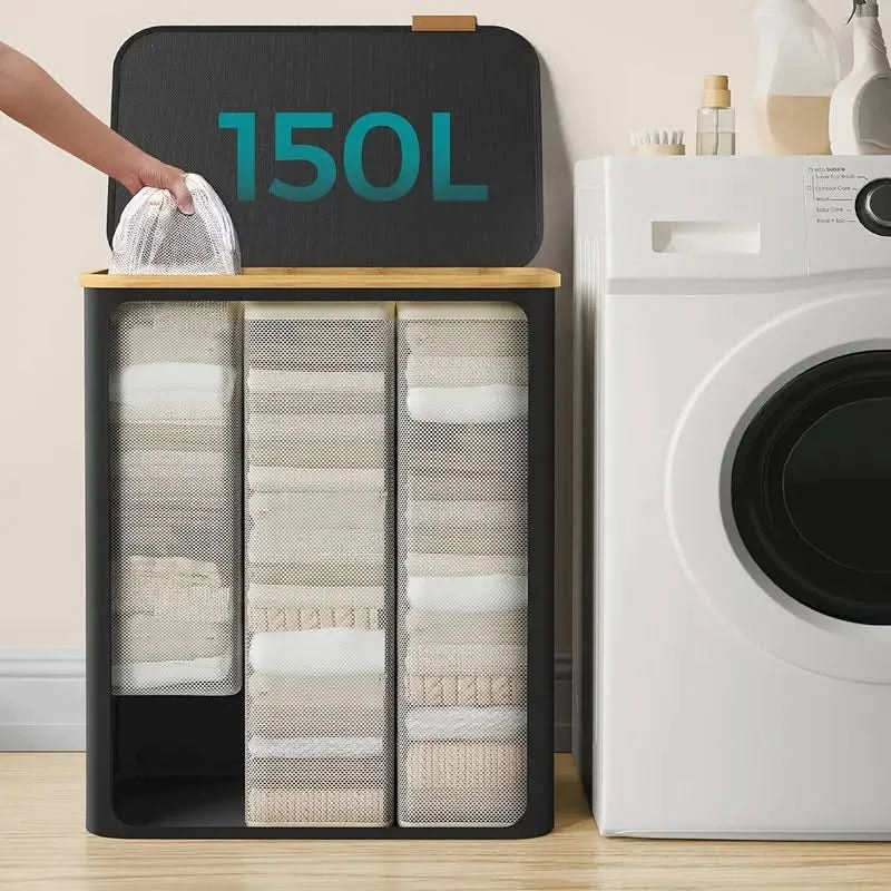 Wäschesammler 150L | 3 Fächer Für Ordnung Und Aufbewahrung