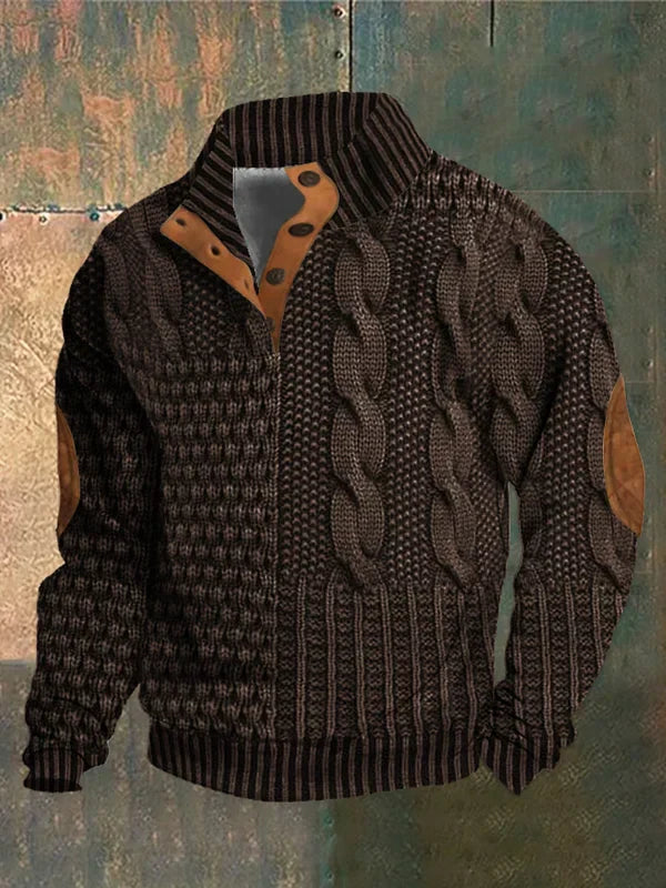 Strickpullover | Strukturmuster Mit Knopfleiste