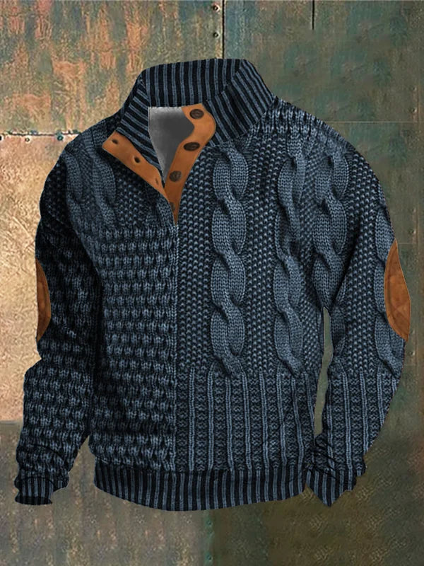 Strickpullover | Strukturmuster Mit Knopfleiste