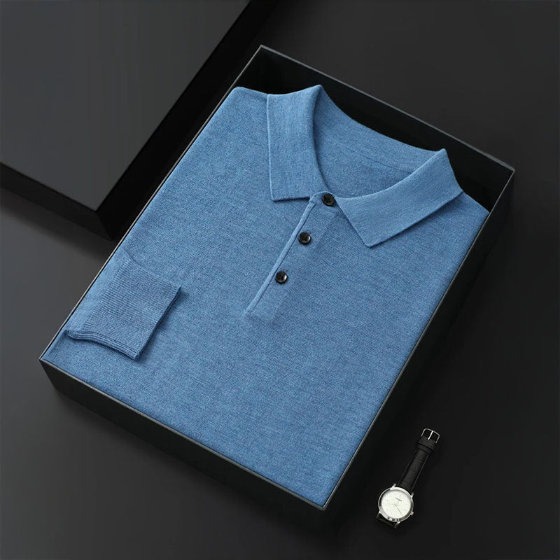 Langarm Polo Shirt | Klassischer Kragen Knopfleiste