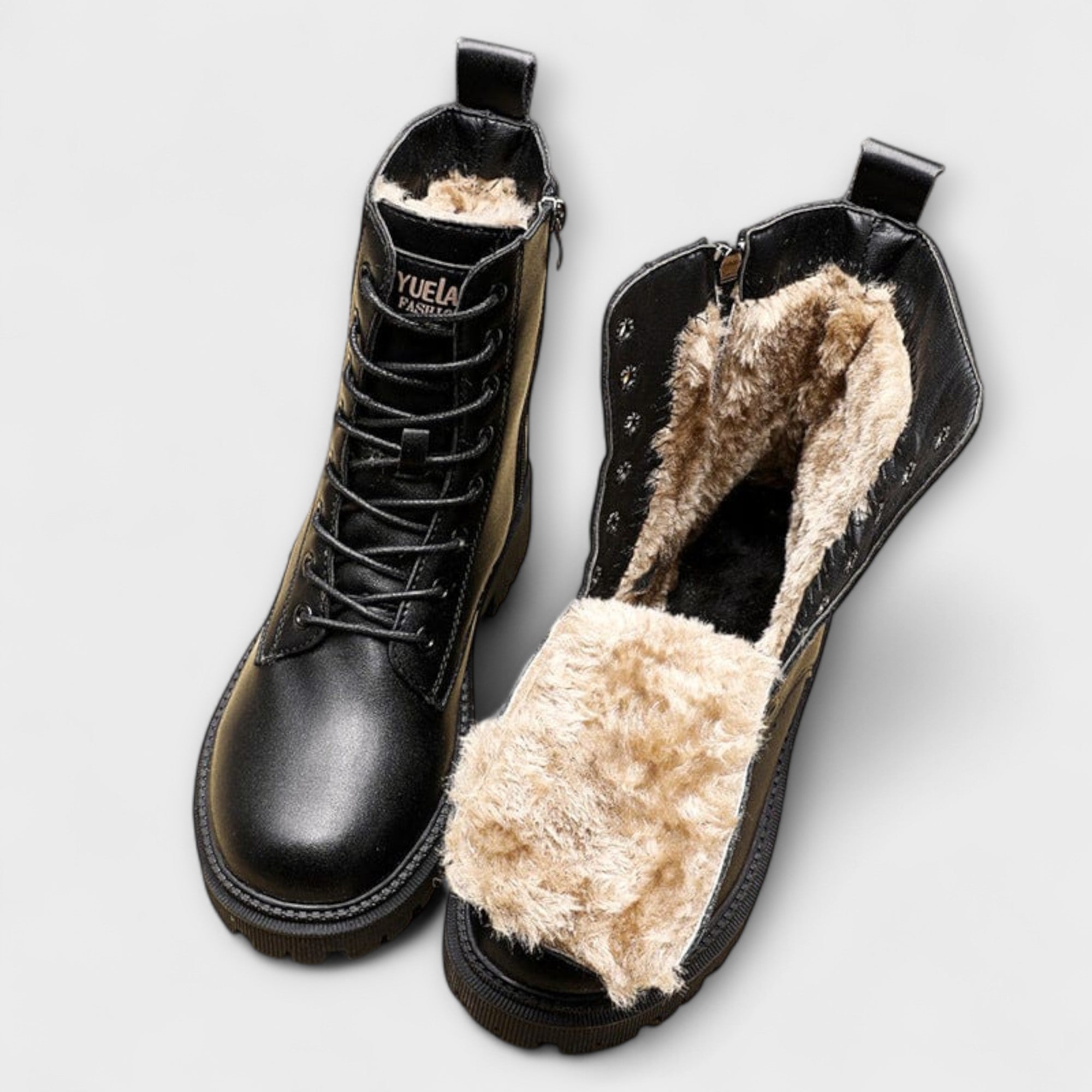 Schnürboots - Klassisches Modell mit Profilsohle und Reißverschluss