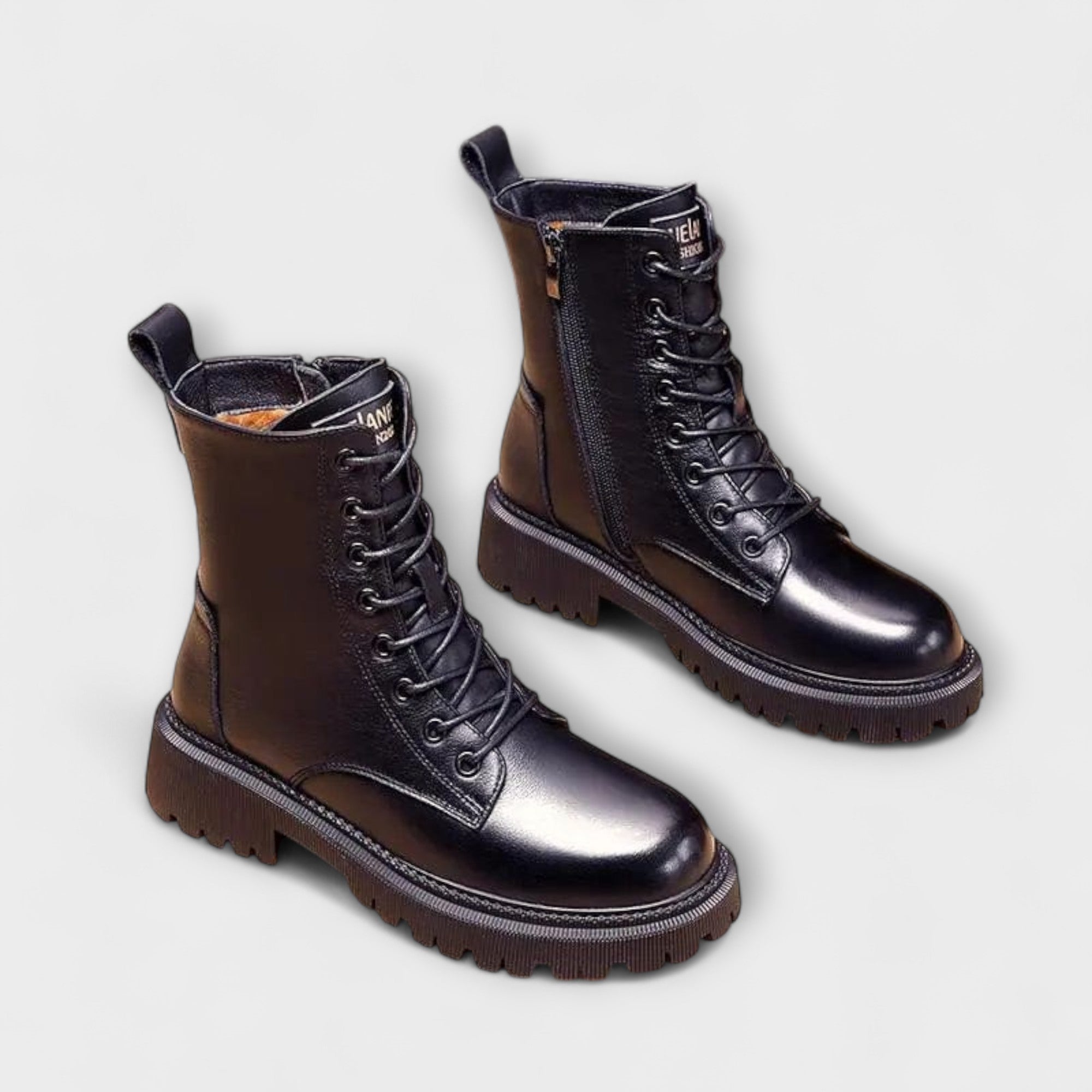 Schnürboots - Klassisches Modell mit Profilsohle und Reißverschluss