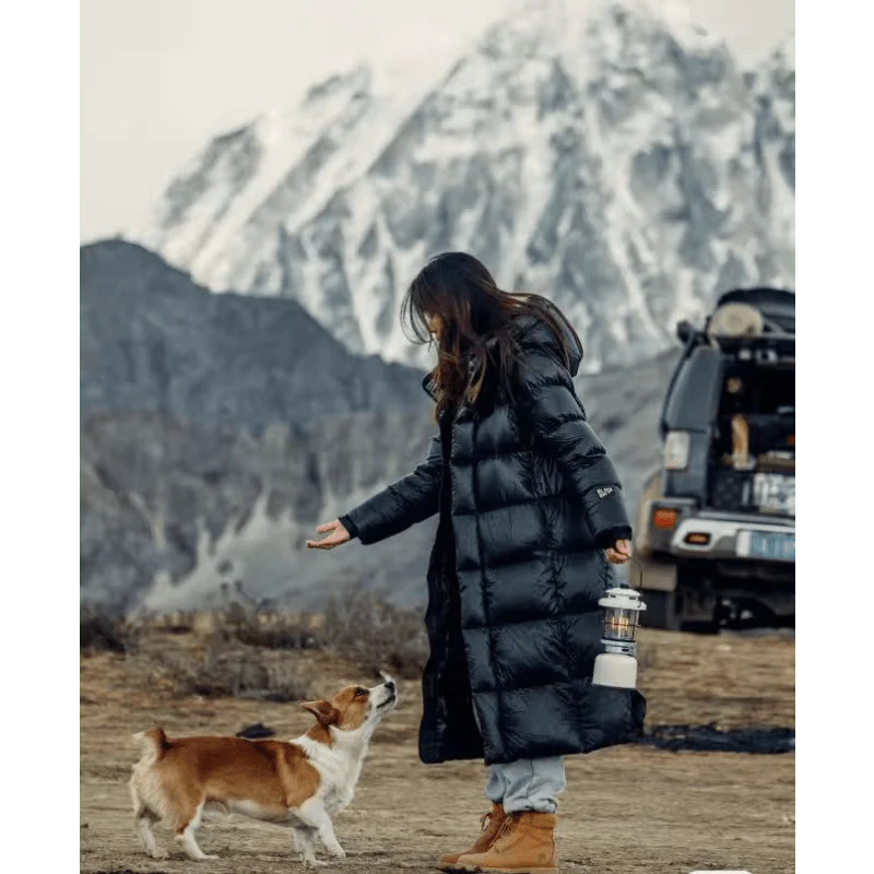 Lange Winter Daunenjacke - Gesteppt mit Kapuze