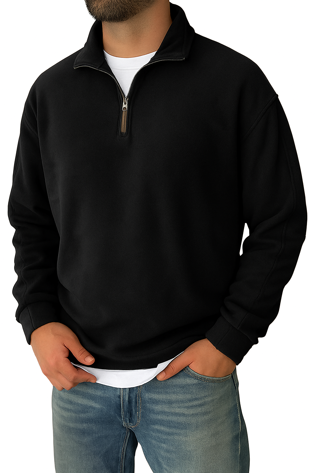 Pullover Halbreißverschluss | Klassischer Stehkragen