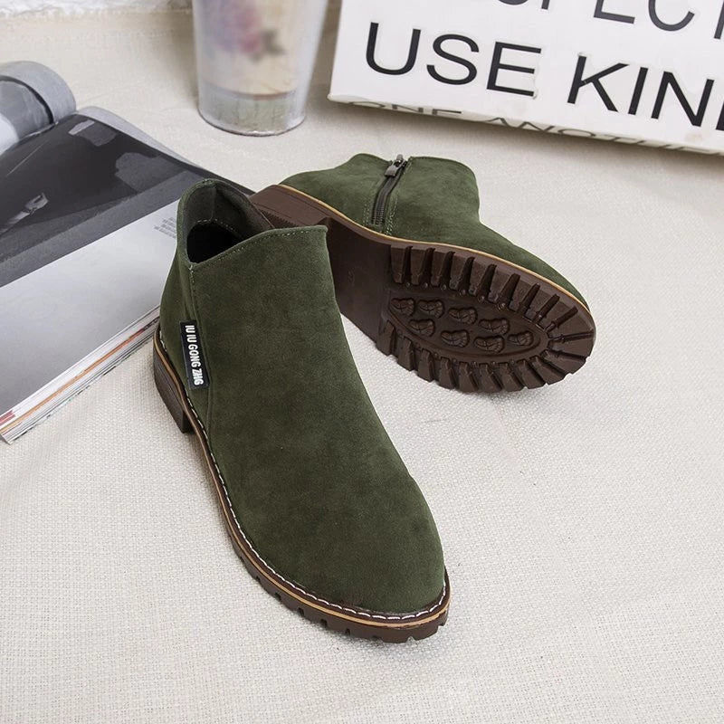 Winterstiefel Damen Mit Blockabsatz | Seitlicher Reißverschluss Stiefeletten