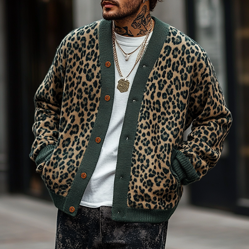 Cardigan Mit Knöpfen - Strickjacke Im Leopardenmuster