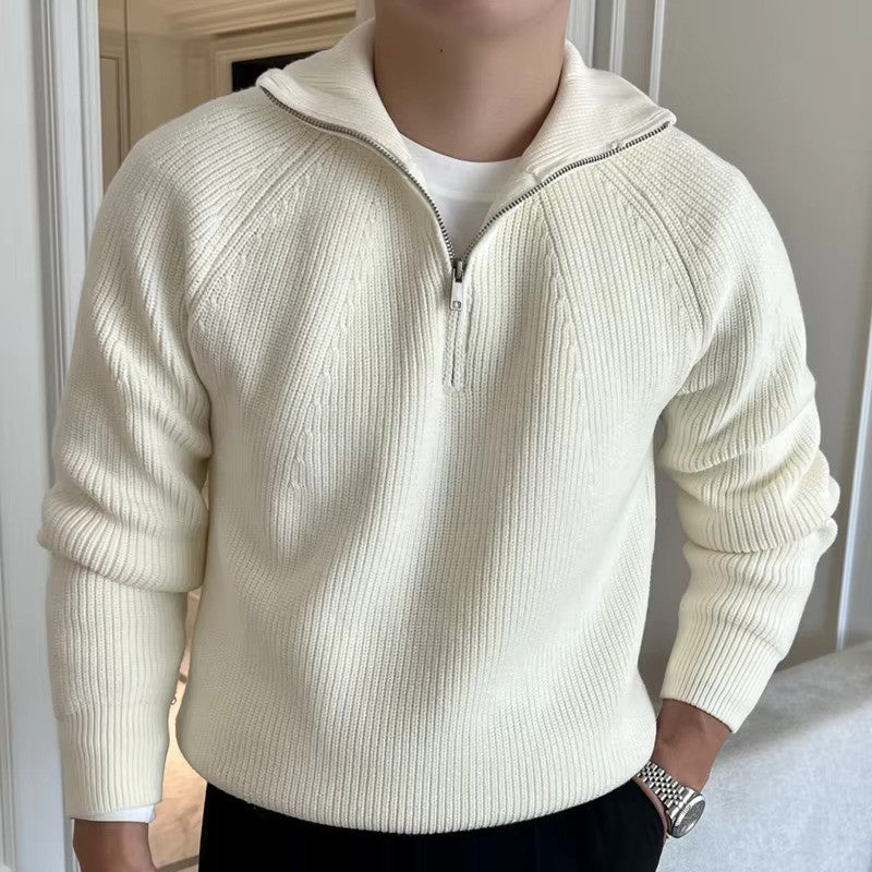 Halbzip Pullover - Gerippte Struktur mit Stehkragen