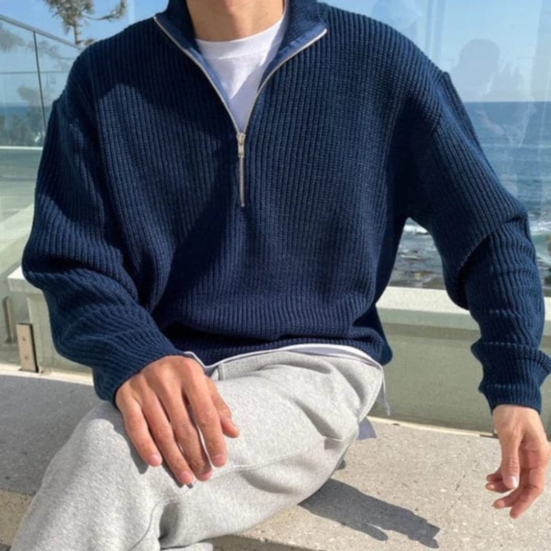 Halbzip Pullover - Strukturierter Schnitt mit Stehkragen