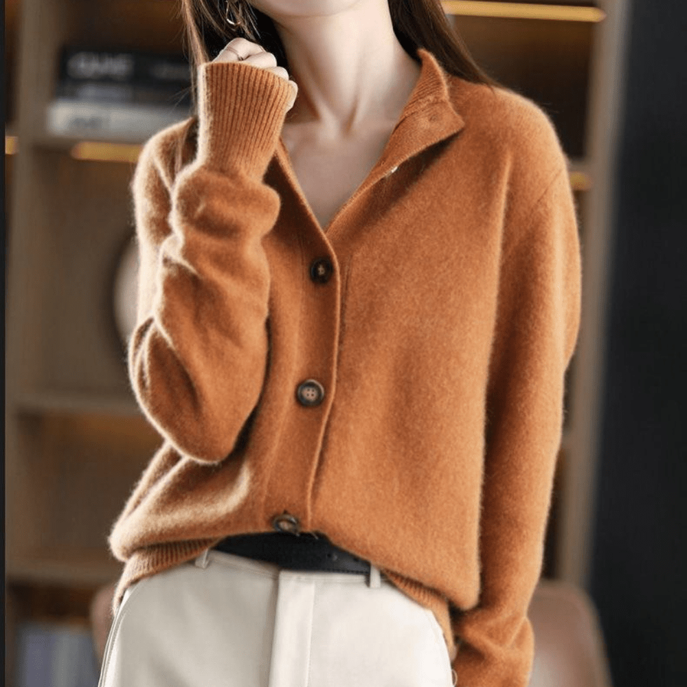 Strickjacke Mit Knopfleiste - Lockerer Schnitt Mit Umlegekragen