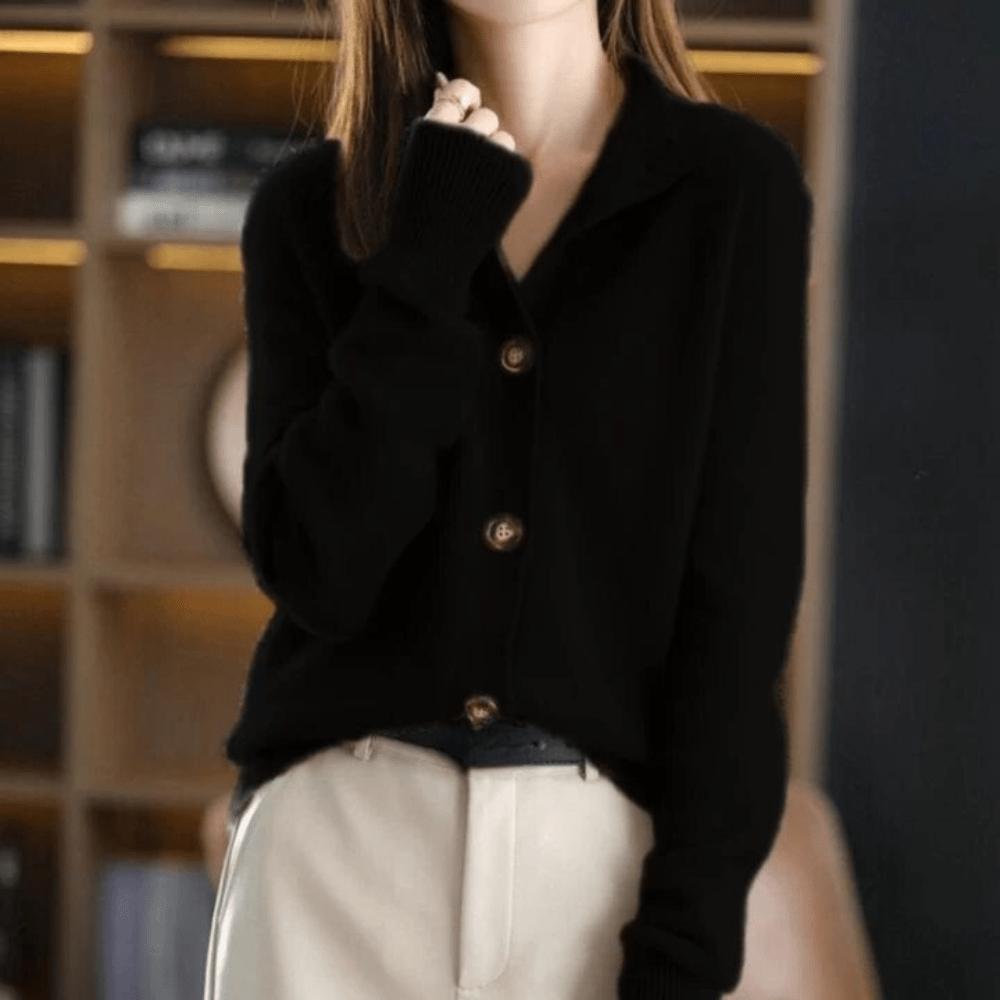 Strickjacke Mit Knopfleiste - Lockerer Schnitt Mit Umlegekragen