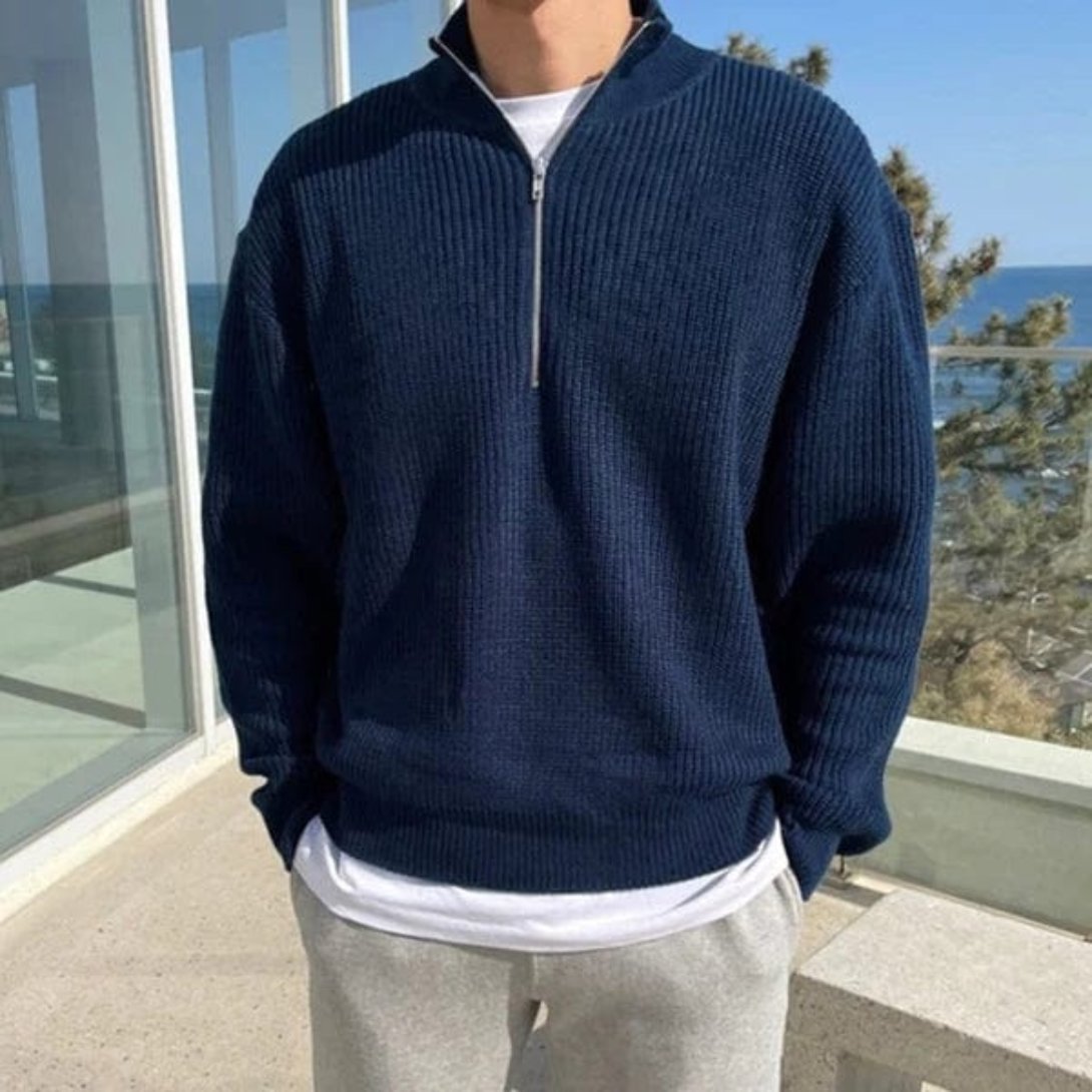 Halbzip Pullover - Strukturierter Schnitt mit Stehkragen