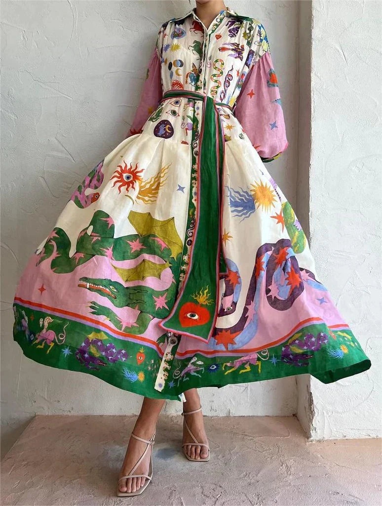 Damen Vintage Elegante Maxi Kleid