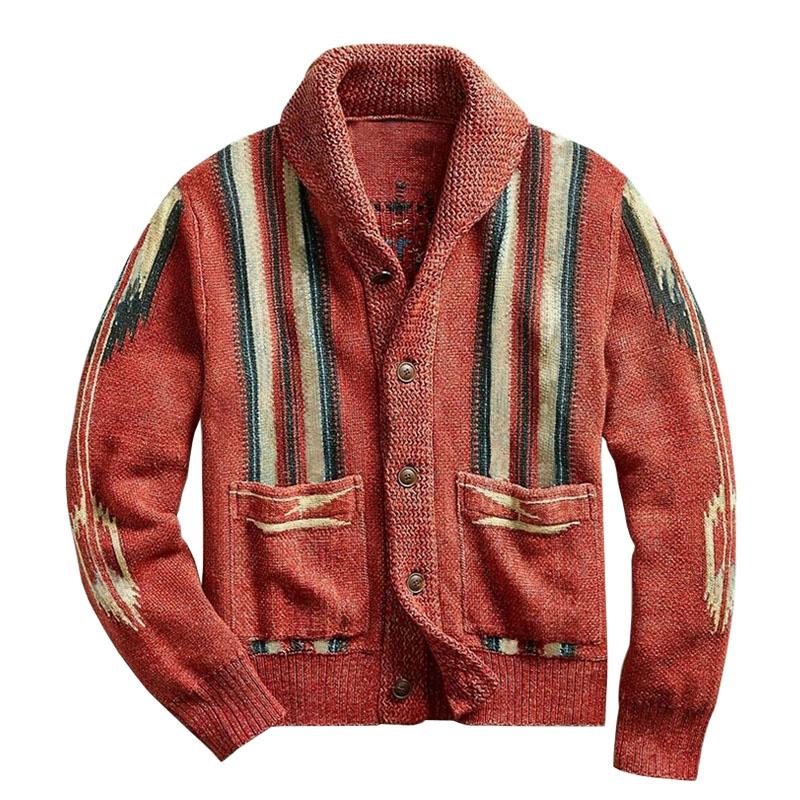 Strickjacke Mit Knöpfen - Schalkragen Mit Musterdesign