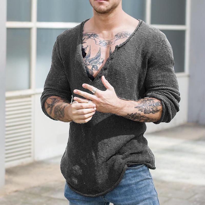 Strickpullover V Ausschnitt | Langarm Lockerer Schnitt