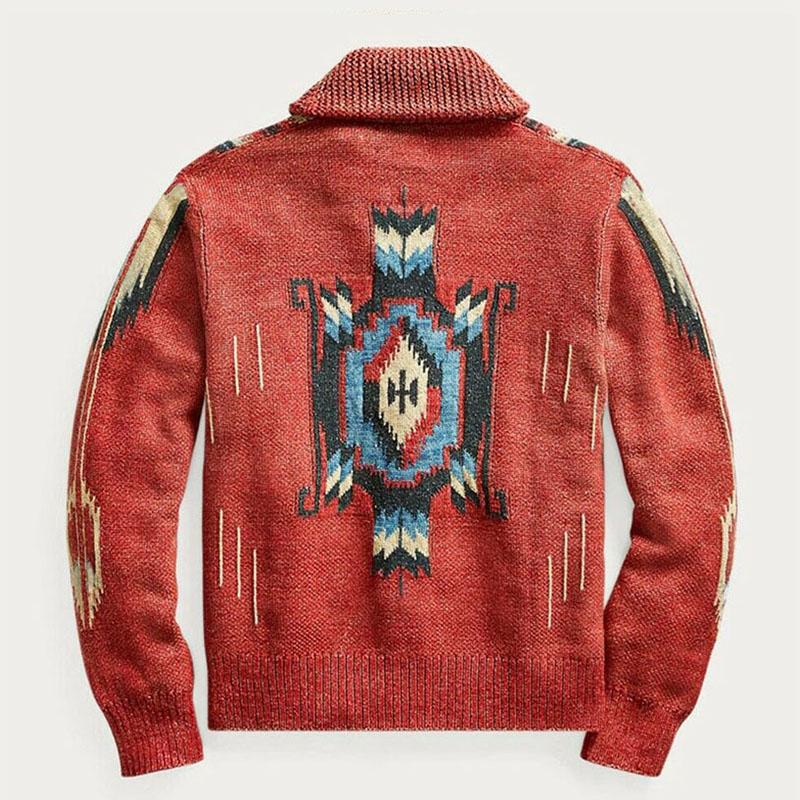 Strickjacke Mit Knöpfen - Schalkragen Mit Musterdesign