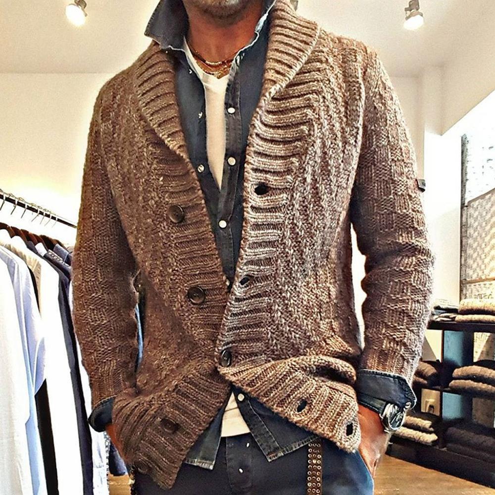Strickjacke Mit Knöpfen - Breiter Schalkragen