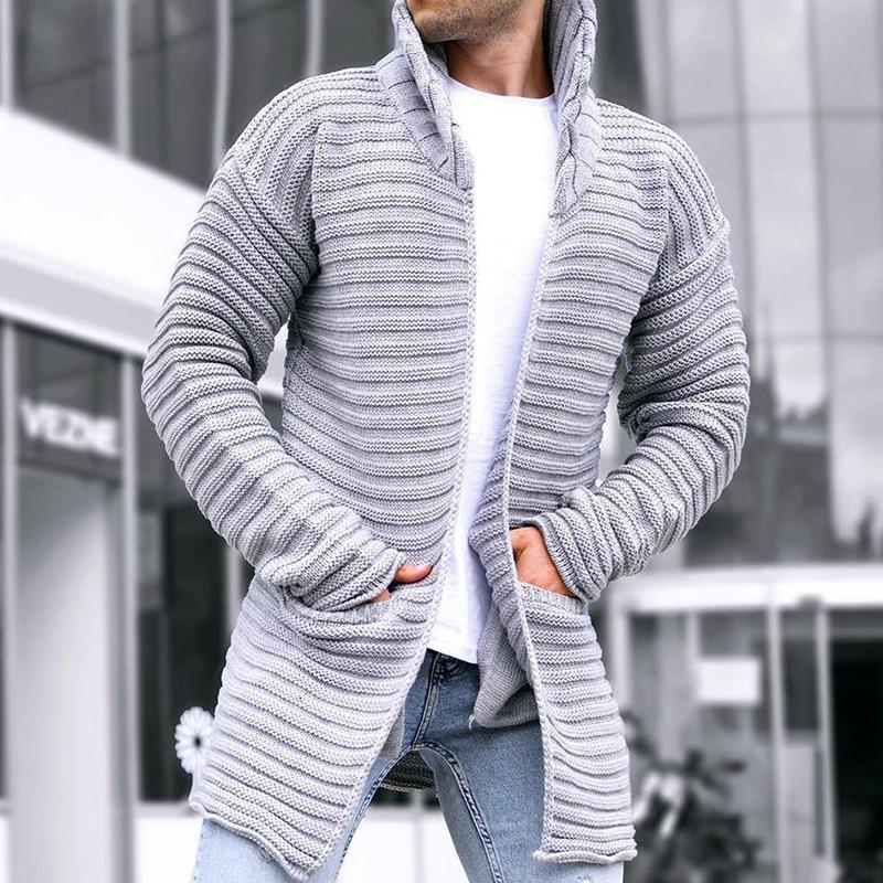 Langer Gerippter Schnitt - Offene Strickjacke